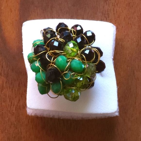 Cocktail Ring, adjustable, green - Picture 2 of 8